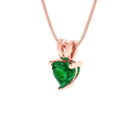 0.5cttw Heart Cut Emerald Gold-Plated 925 Silver Pendant and 18" Box-Chain Necklace