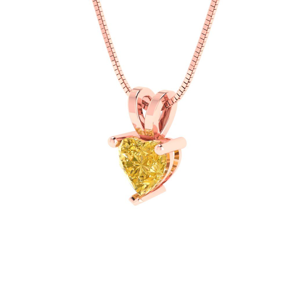 0.5cttw Heart Cut Citrine Gold-Plated 925 Silver Pendant and 18" Box-Chain Necklace