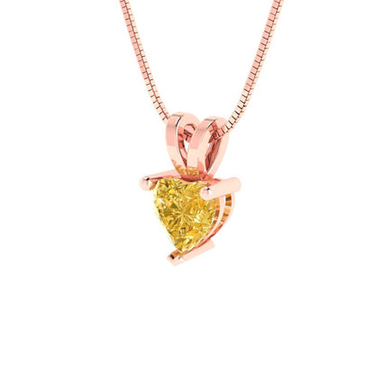 0.5cttw Heart Cut Citrine Gold-Plated 925 Silver Pendant and 18" Box-Chain Necklace