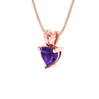 0.5cttw Heart Cut Amethyst Gold-Plated 925 Silver Pendant and 18" Box-Chain Necklace