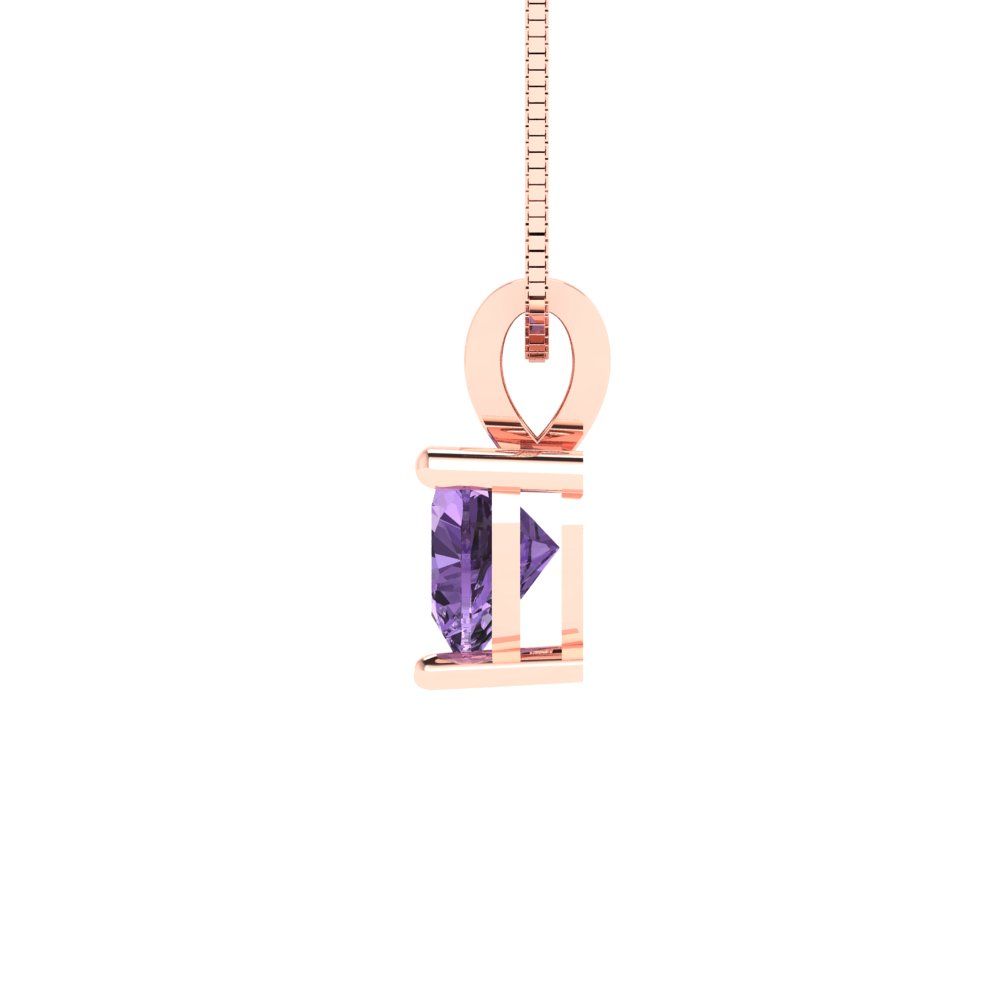 0.5cttw Heart Cut Alexandrite Gold-Plated 925 Silver Pendant and 18" Box-Chain Necklace