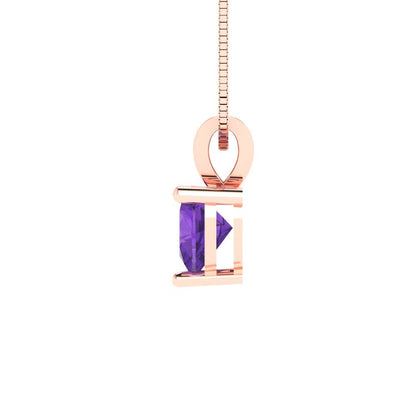 0.5cttw Heart Cut Amethyst Gold-Plated 925 Silver Pendant and 18" Box-Chain Necklace