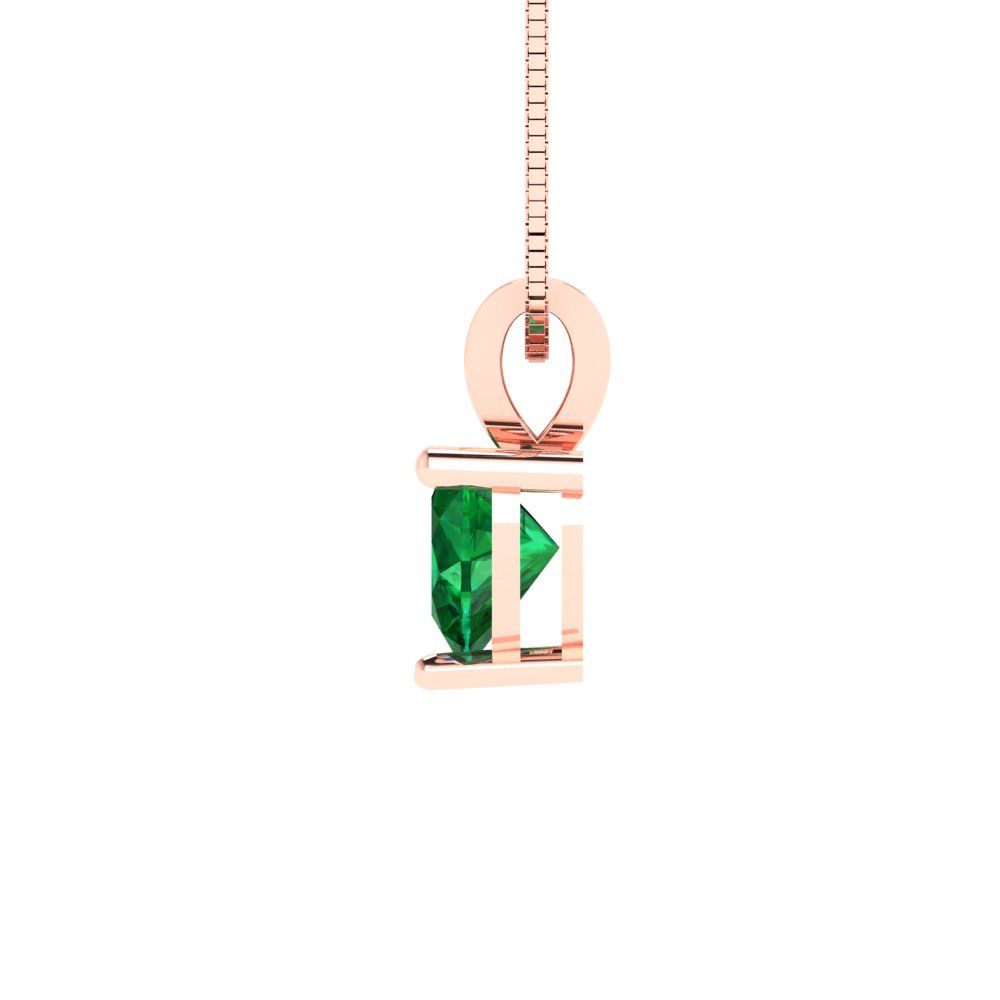 0.5cttw Heart Cut Emerald Gold-Plated 925 Silver Pendant and 18" Box-Chain Necklace