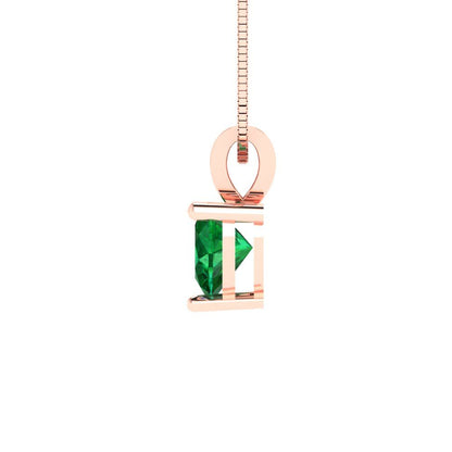 0.5cttw Heart Cut Emerald Gold-Plated 925 Silver Pendant and 18" Box-Chain Necklace