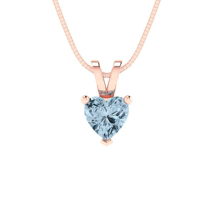 0.5cttw Heart Cut Aquamarine Gold-Plated 925 Silver Pendant and 18" Box-Chain Necklace