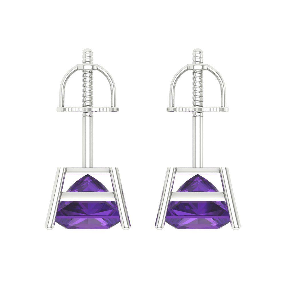 2cttw Amethyst Gold-Plated 925 Silver Screw Back Stud Earrings