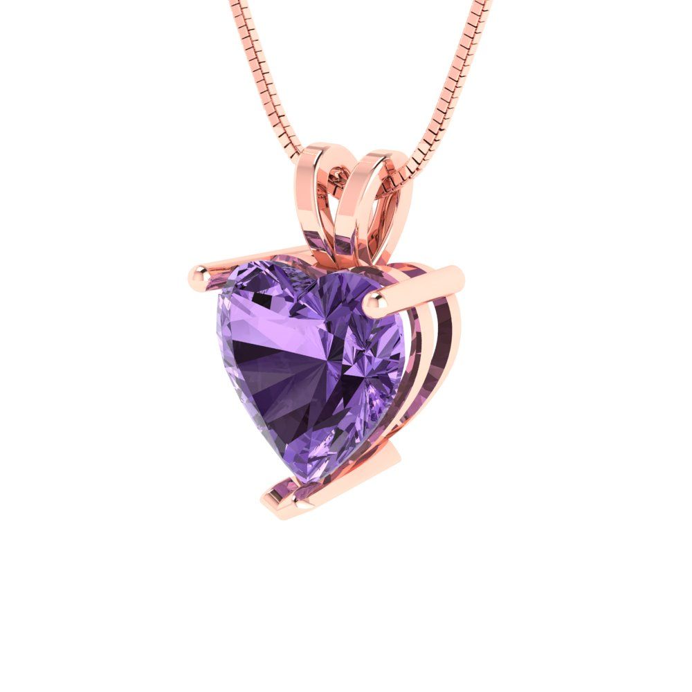 2cttw Heart Cut Alexandrite Gold-Plated 925 Silver Pendant and 18" Box-Chain Necklace