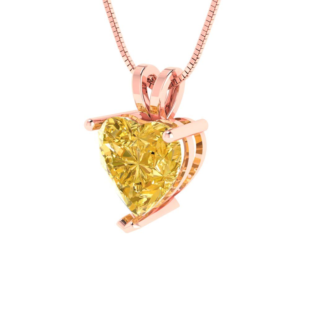 2cttw Heart Cut Citrine Gold-Plated 925 Silver Pendant and 18" Box-Chain Necklace