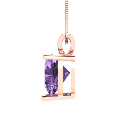 2cttw Heart Cut Alexandrite Gold-Plated 925 Silver Pendant and 18" Box-Chain Necklace