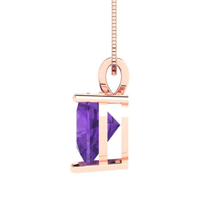2cttw Heart Cut Amethyst Gold-Plated 925 Silver Pendant and 18" Box-Chain Necklace