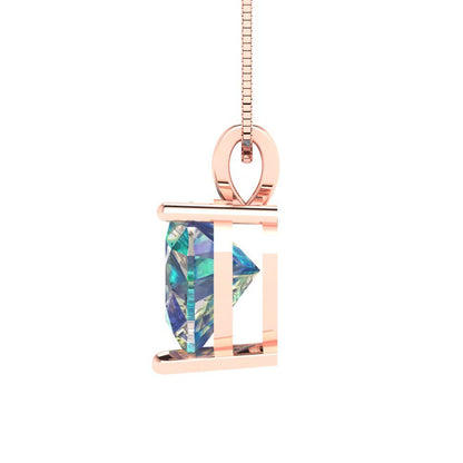 2cttw Heart Cut Blue Moissanite Gold-Plated 925 Silver Pendant and 18" Box-Chain Necklace