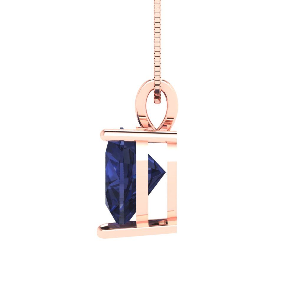 2cttw Heart Cut Blue Sapphire Gold-Plated 925 Silver Pendant and 18" Box-Chain Necklace