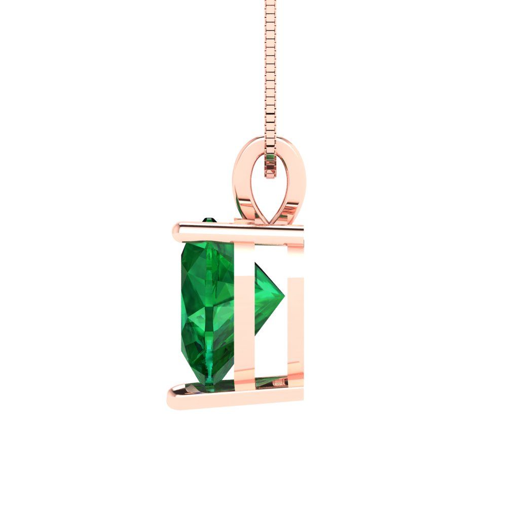 2cttw Heart Cut Emerald Gold-Plated 925 Silver Pendant and 18" Box-Chain Necklace