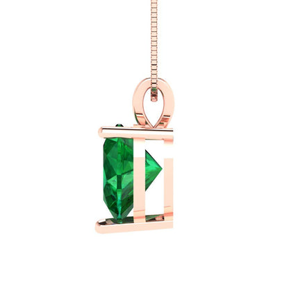 2cttw Heart Cut Emerald Gold-Plated 925 Silver Pendant and 18" Box-Chain Necklace