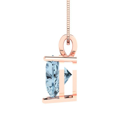 2cttw Heart Cut Aquamarine Gold-Plated 925 Silver Pendant and 18" Box-Chain Necklace
