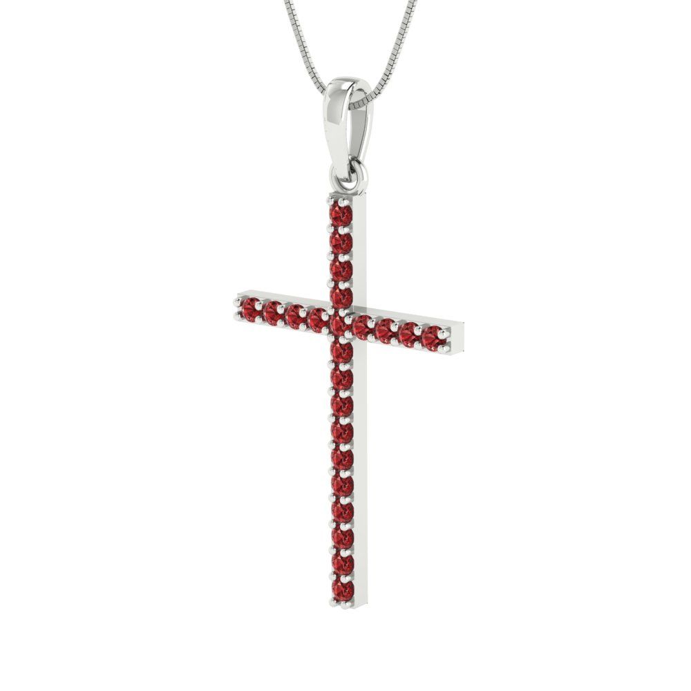 0.575cttw Round Cut Garnet Gold-Plated 925 Silver Pendant and 18" Box-Chain Necklace