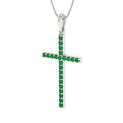 0.575cttw Round Cut Emerald Gold-Plated 925 Silver Pendant and 18" Box-Chain Necklace