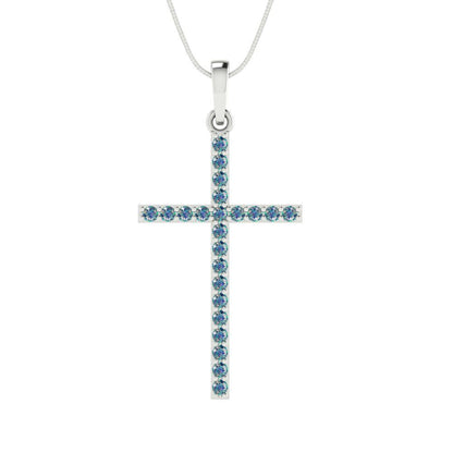 0.575cttw Round Cut Blue Moissanite Gold-Plated 925 Silver Pendant and 18" Box-Chain Necklace