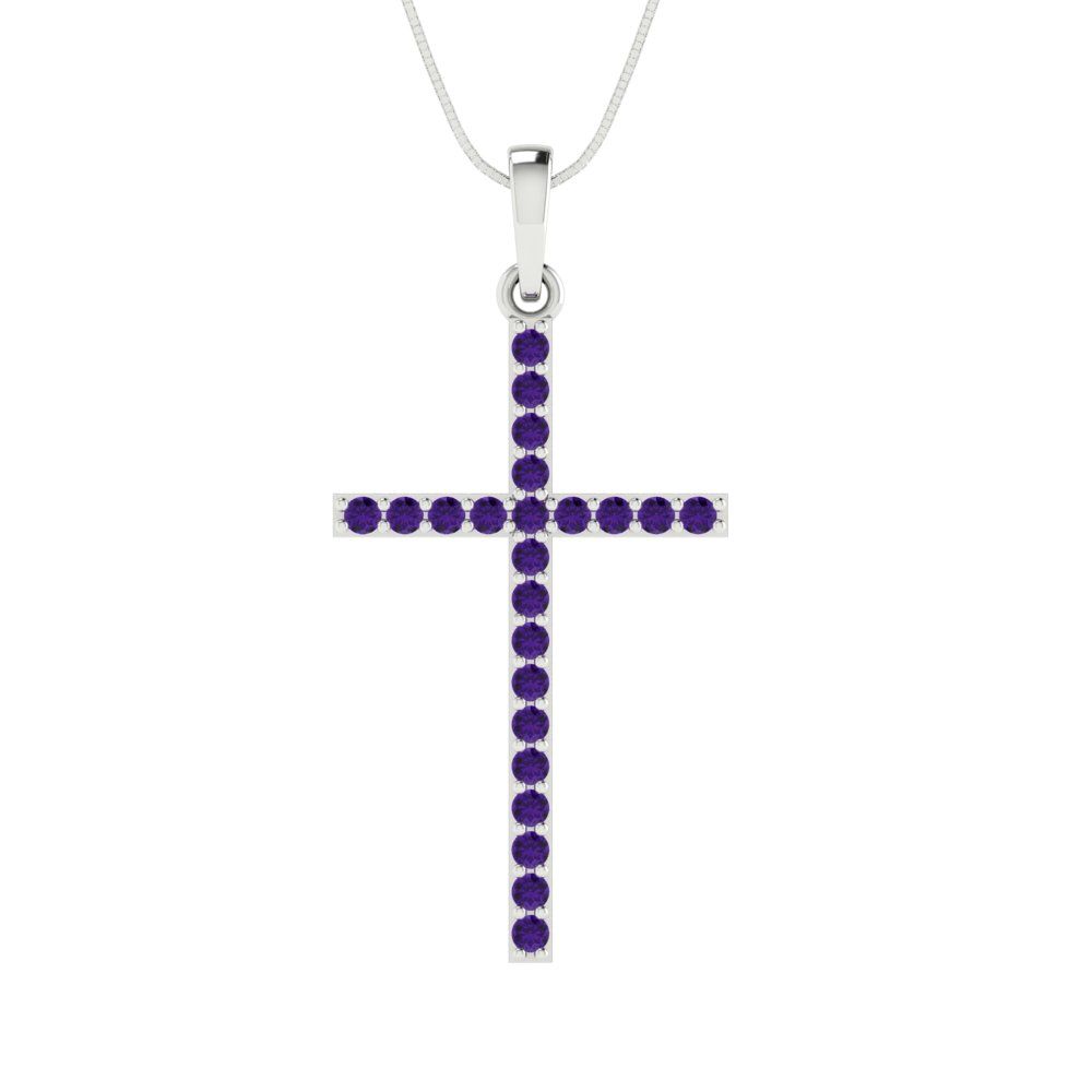 0.575cttw Round Cut Amethyst Gold-Plated 925 Silver Pendant and 18" Box-Chain Necklace