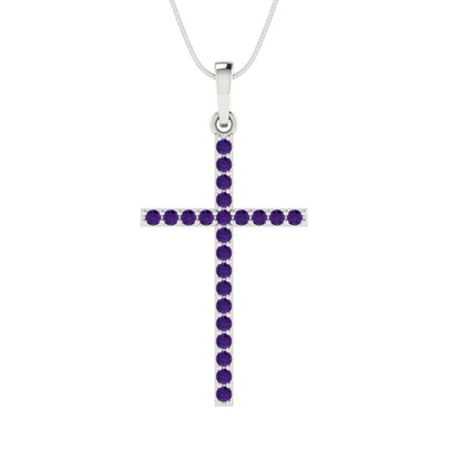 0.575cttw Round Cut Amethyst Gold-Plated 925 Silver Pendant and 18" Box-Chain Necklace