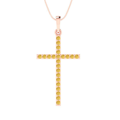 0.575cttw Round Cut Citrine Gold-Plated 925 Silver Pendant and 18" Box-Chain Necklace