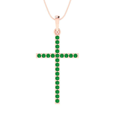 0.575cttw Round Cut Emerald Gold-Plated 925 Silver Pendant and 18" Box-Chain Necklace