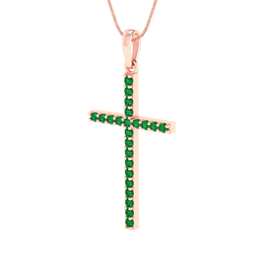 0.575cttw Round Cut Emerald Gold-Plated 925 Silver Pendant and 18" Box-Chain Necklace