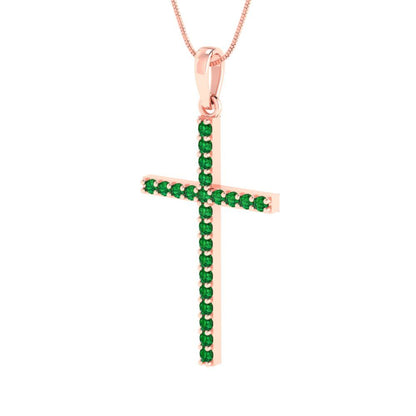 0.575cttw Round Cut Emerald Gold-Plated 925 Silver Pendant and 18" Box-Chain Necklace