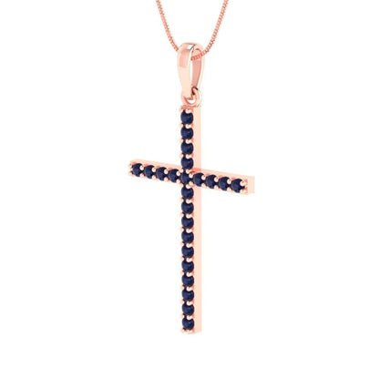 0.575cttw Round Cut Blue Sapphire Gold-Plated 925 Silver Pendant and 18" Box-Chain Necklace