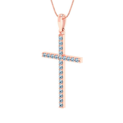 0.575cttw Round Cut Blue Gold-Plated 925 Silver Pendant and 18" Box-Chain Necklace