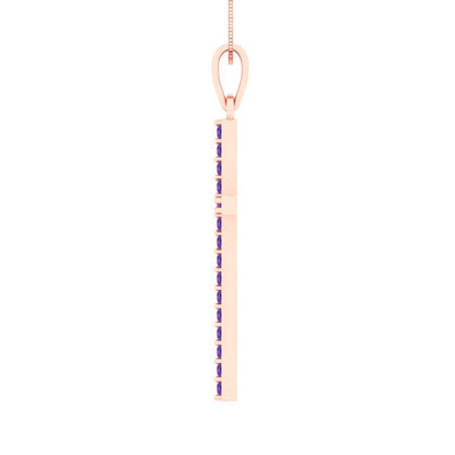 0.575cttw Round Cut Amethyst Gold-Plated 925 Silver Pendant and 18" Box-Chain Necklace