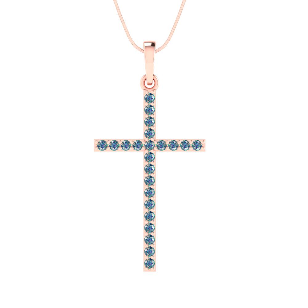 0.575cttw Round Cut Blue Moissanite Gold-Plated 925 Silver Pendant and 18" Box-Chain Necklace