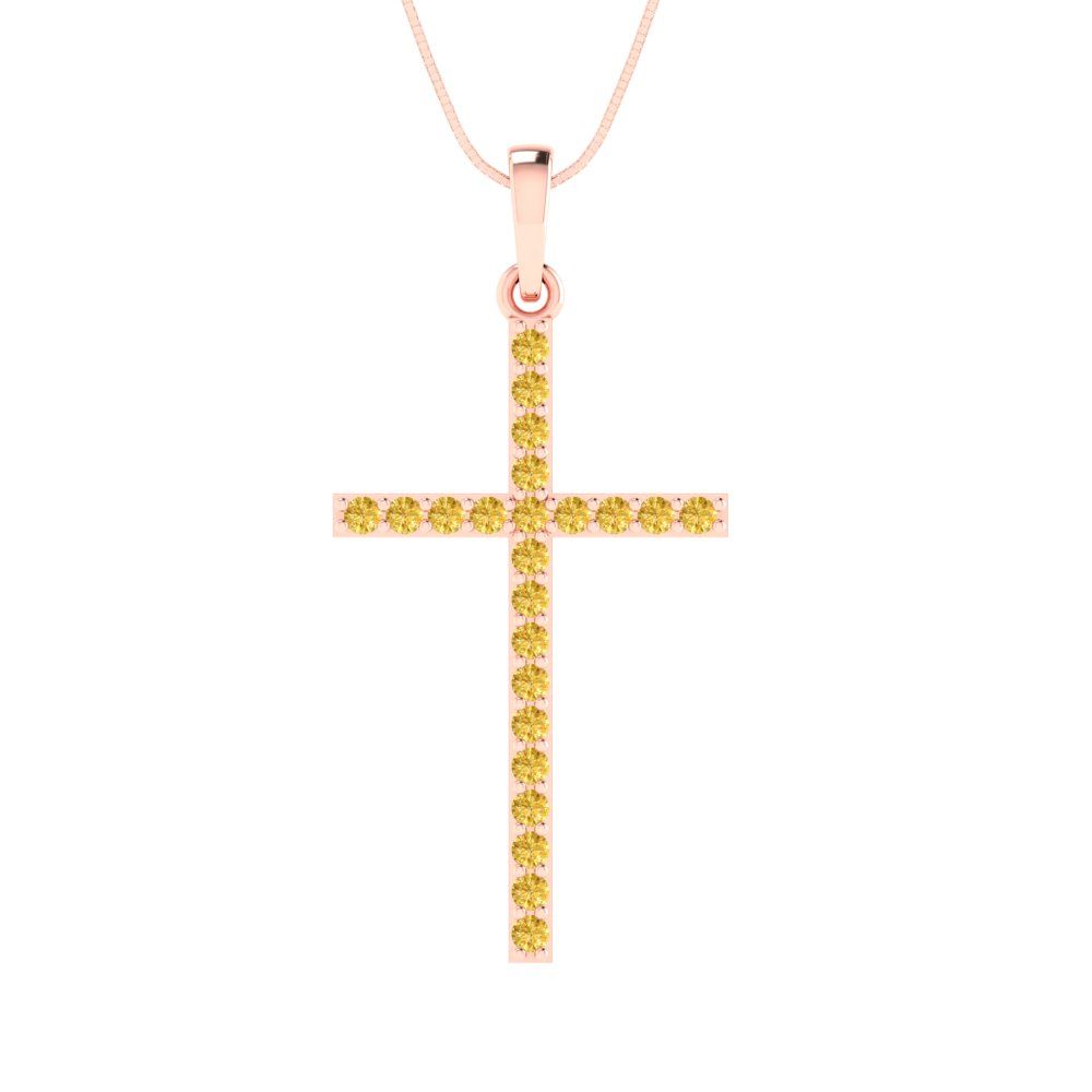 0.575cttw Round Cut Citrine Gold-Plated 925 Silver Pendant and 18" Box-Chain Necklace