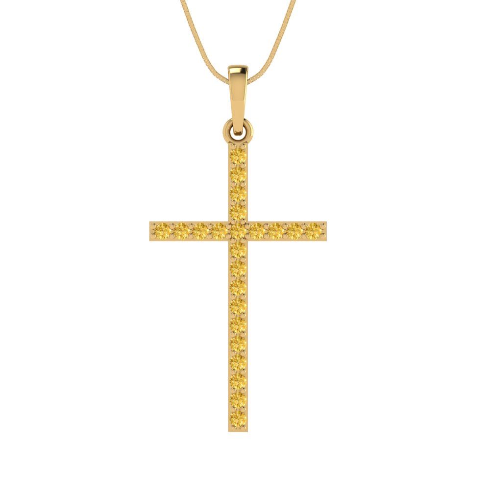 0.575cttw Round Cut Citrine Gold-Plated 925 Silver Pendant and 18" Box-Chain Necklace