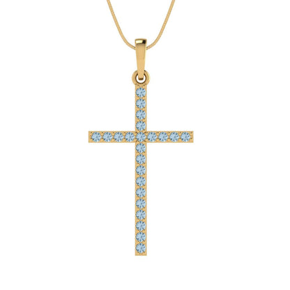 0.575cttw Round Cut Aquamarine Gold-Plated 925 Silver Pendant and 18" Box-Chain Necklace