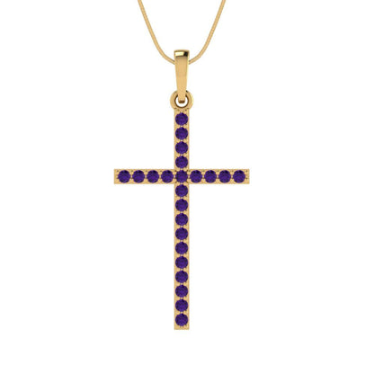 0.575cttw Round Cut Amethyst Gold-Plated 925 Silver Pendant and 18" Box-Chain Necklace