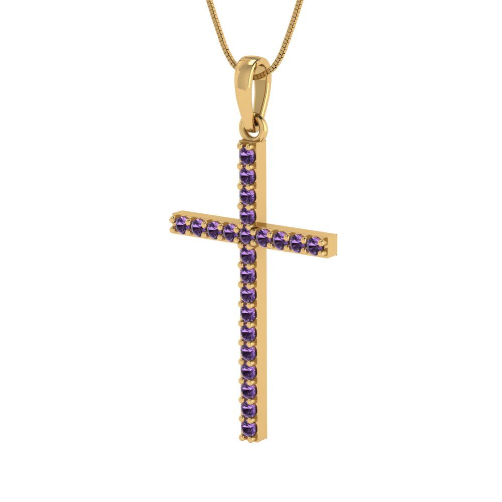 0.575cttw Round Cut Alexandrite Gold-Plated 925 Silver Pendant and 18" Box-Chain Necklace