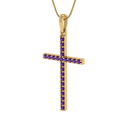 0.575cttw Round Cut Amethyst Gold-Plated 925 Silver Pendant and 18" Box-Chain Necklace