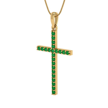 0.575cttw Round Cut Emerald Gold-Plated 925 Silver Pendant and 18" Box-Chain Necklace
