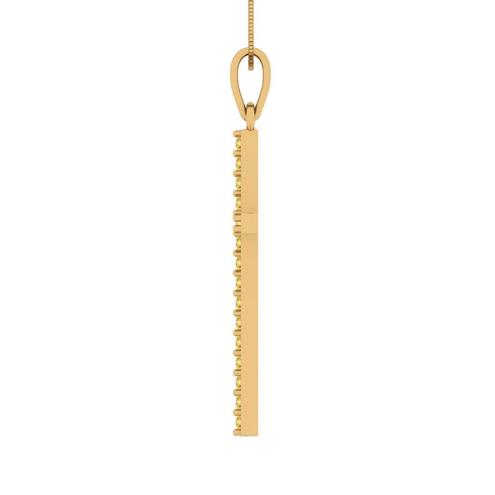 0.575cttw Round Cut Citrine Gold-Plated 925 Silver Pendant and 18" Box-Chain Necklace