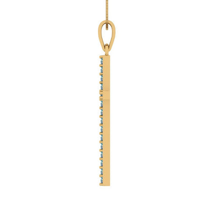 0.575cttw Round Cut Blue Moissanite Gold-Plated 925 Silver Pendant and 18" Box-Chain Necklace