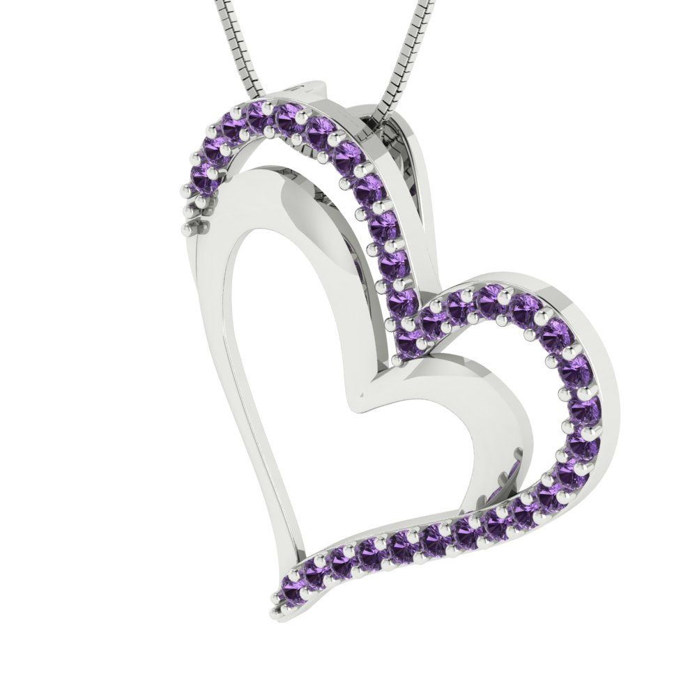 0.31cttw Round Cut Alexandrite Gold-Plated 925 Silver Pendant and 18" Box-Chain Necklace