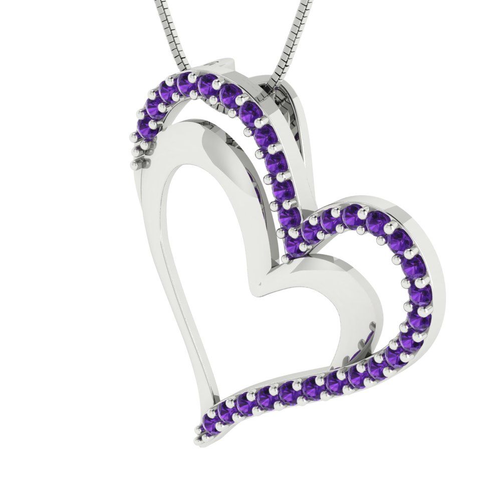 0.31cttw Round Cut Amethyst Gold-Plated 925 Silver Pendant and 18" Box-Chain Necklace