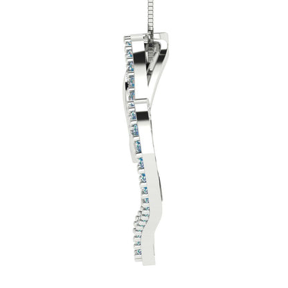 0.31cttw Round Cut Blue Moissanite Gold-Plated 925 Silver Pendant and 18" Box-Chain Necklace