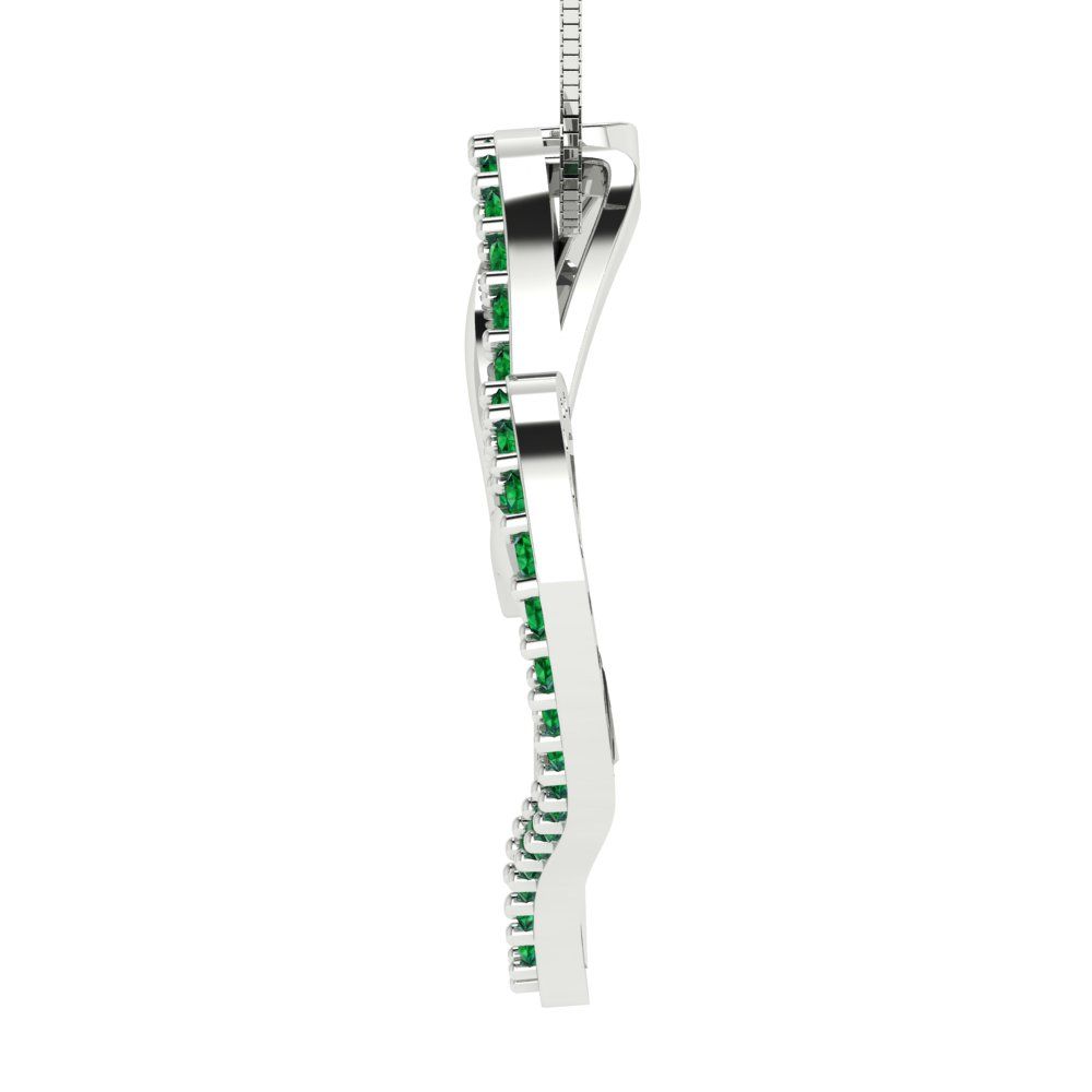 0.31cttw Round Cut Emerald Gold-Plated 925 Silver Pendant and 18" Box-Chain Necklace