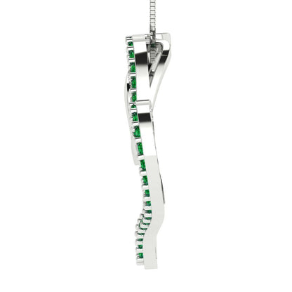 0.31cttw Round Cut Emerald Gold-Plated 925 Silver Pendant and 18" Box-Chain Necklace