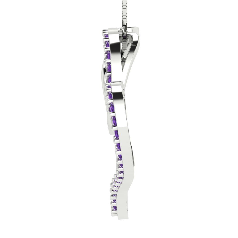 0.31cttw Round Cut Amethyst Gold-Plated 925 Silver Pendant and 18" Box-Chain Necklace