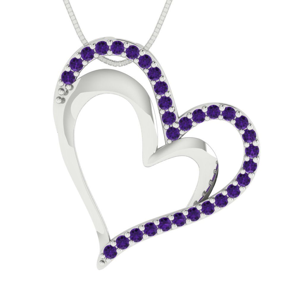 0.31cttw Round Cut Amethyst Gold-Plated 925 Silver Pendant and 18" Box-Chain Necklace