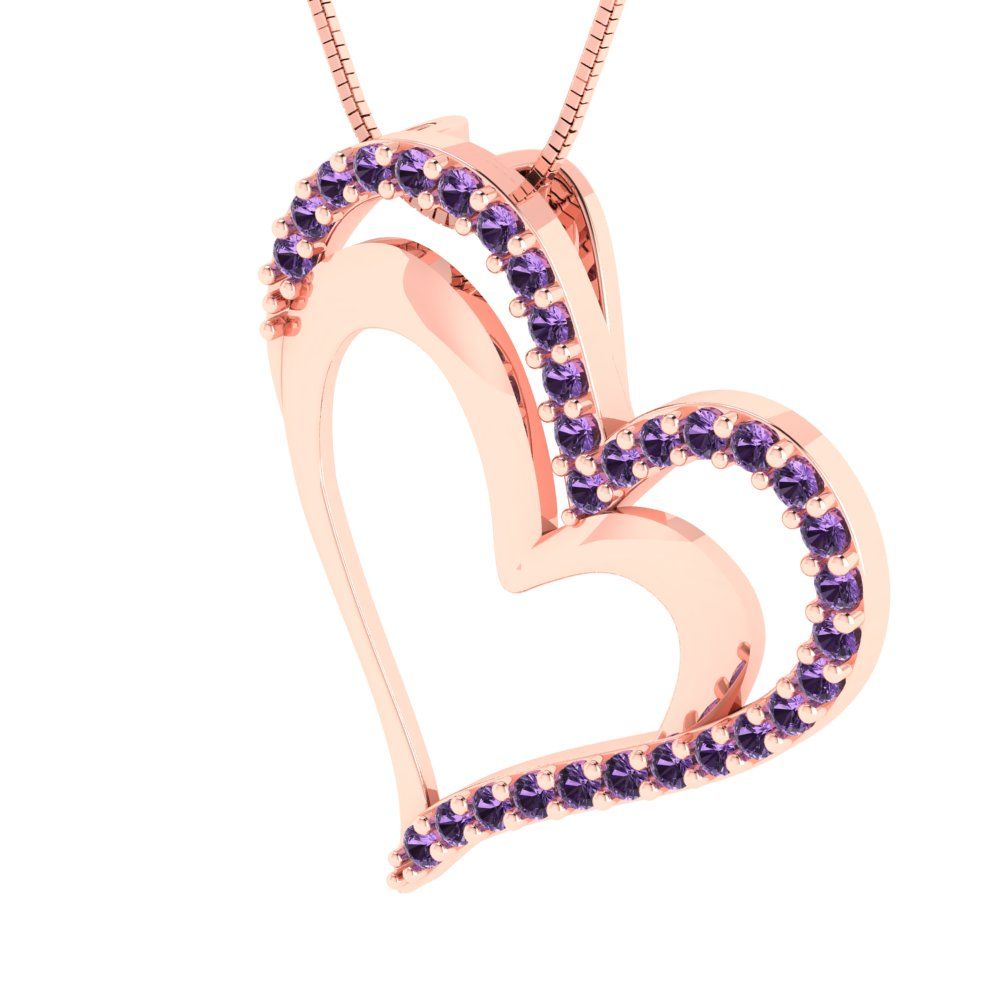 0.31cttw Round Cut Alexandrite Gold-Plated 925 Silver Pendant and 18" Box-Chain Necklace