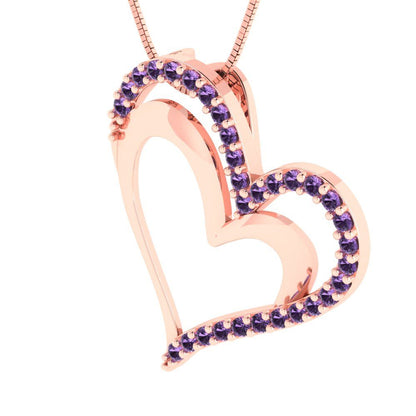 0.31cttw Round Cut Alexandrite Gold-Plated 925 Silver Pendant and 18" Box-Chain Necklace